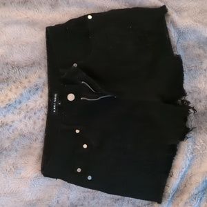 Black denim shorts